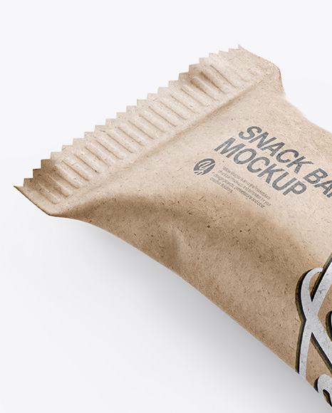 Opened Kraft Snack Bar Mockup - Half Side View