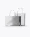 Two Metallic Paper Bags Mockup - Half Side View