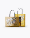 Two Metallic Paper Bags Mockup - Half Side View