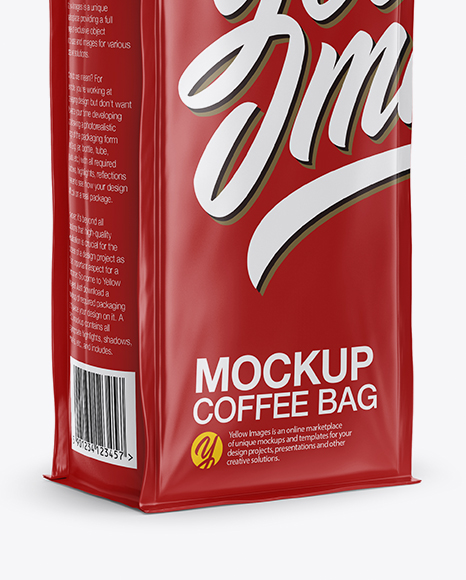 Glossy Coffee Bag Mockup - Half Side View