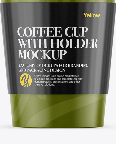 Coffee Cup With Sleeve Mockup - Front View