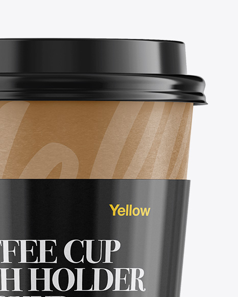 Paper Coffee Cup With Sleeve Mockup - Front View