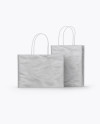 Two Kraft Paper Bags Mockup - Half Side View