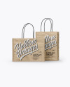 Two Kraft Paper Bags Mockup - Half Side View