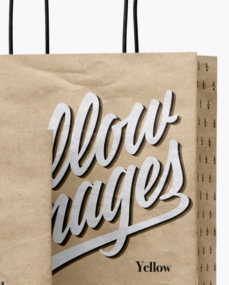 Two Kraft Paper Bags Mockup - Half Side View