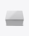 Metallic Square Tin Box Mockup (High-Angle Shot)