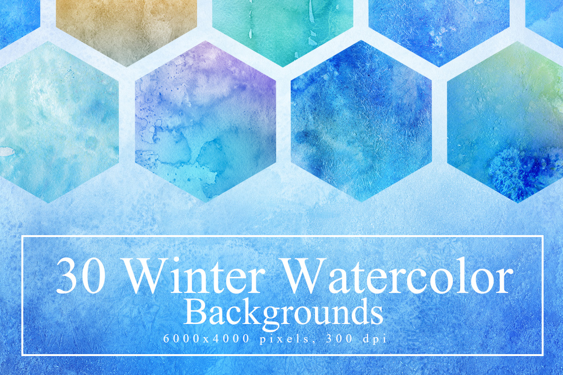 30 Winter Watercolor Backgrounds