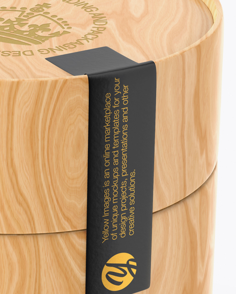 Wooden Tube Mockup - Front View (High-Angle Shot)