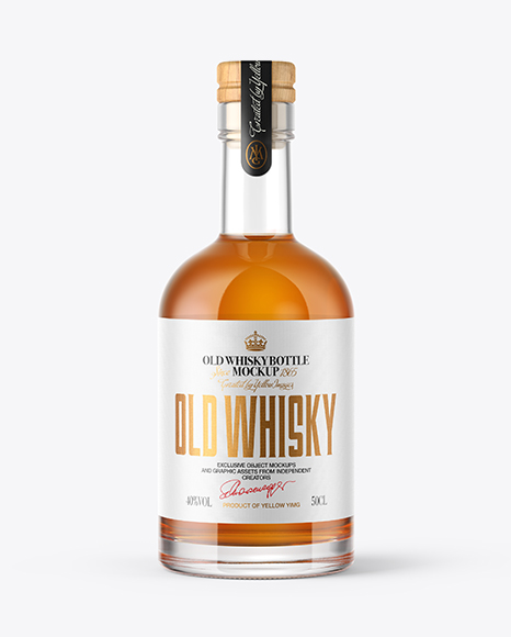 Whiskey Bottle with Wooden Cap Mockup