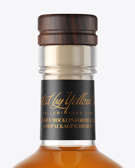 Whiskey Bottle with Wooden Cap Mockup