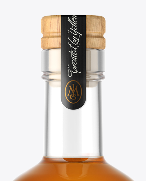 Whiskey Bottle with Wooden Cap Mockup