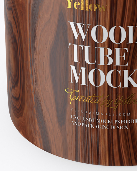 Wooden Tube Mockup - Front View (High-Angle Shot)