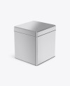 Metallic Square Tin Box Mockup - Half Side View (High-Angle Shot)