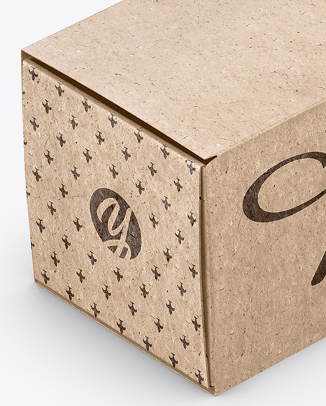 Kraft Paper Box Mockup - Half Side View (High-Angle Shot)