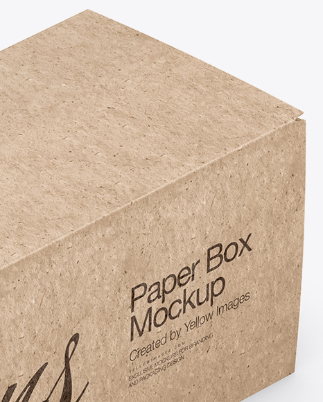 Kraft Paper Box Mockup - Half Side View (High-Angle Shot)