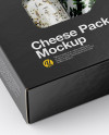 Box with Cheese Packs Mockup - Half Side View (High-Angle Shot)