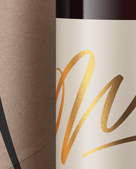 Clear Glass Red Wine Bottle and Tube Mockup