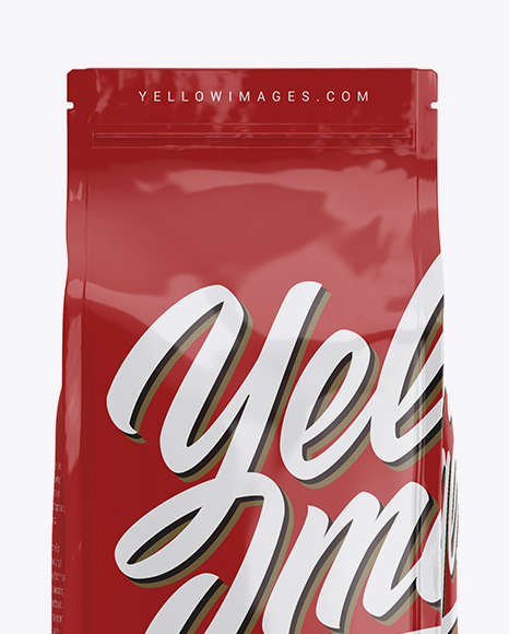 Glossy Coffee Bag Mockup - Front View