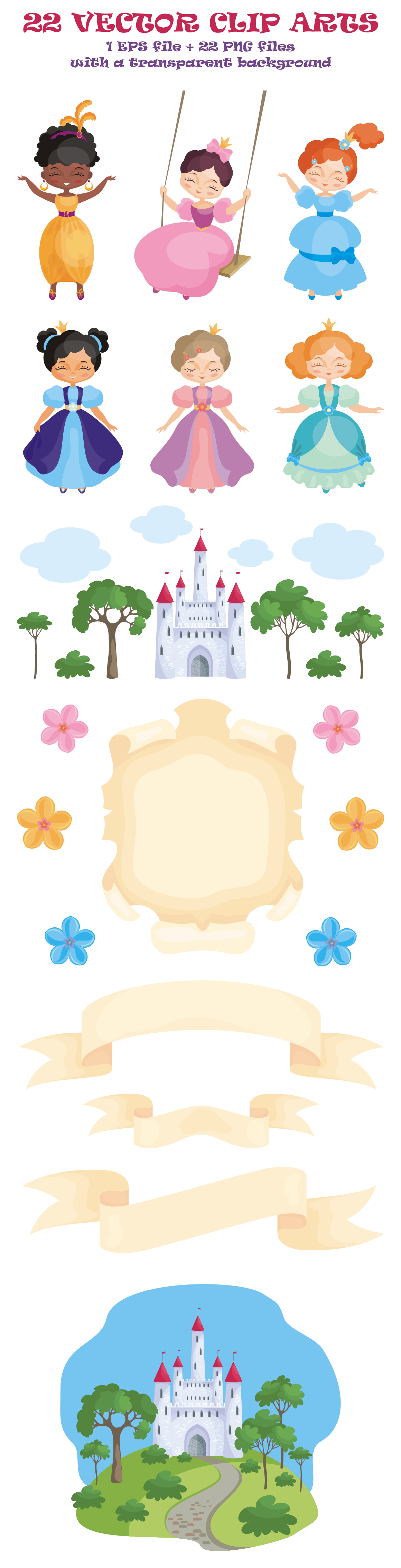 Princesses. Vector clip arts. Princesses. Vector clip arts.