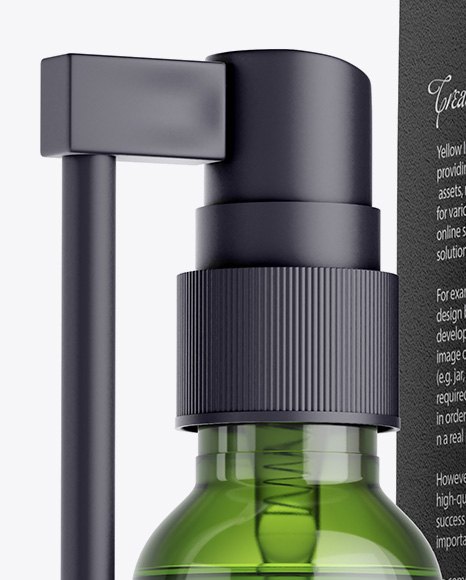 Green Spray Bottle W/ Matte Paper Box Mockup