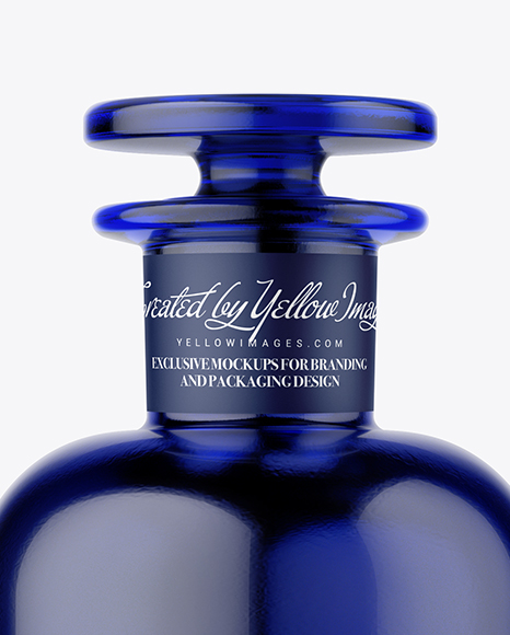 Blue Glass Bottle Mockup