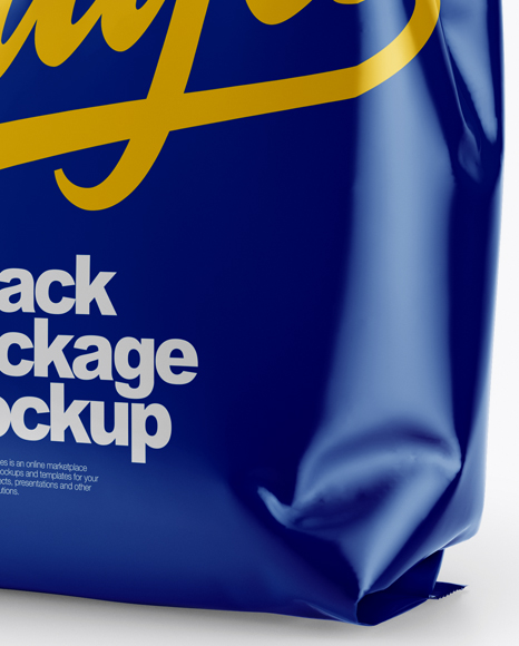 Glossy Snack Package Mockup - Half Side View