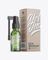 Green Spray Bottle W/ Kraft Box Mockup