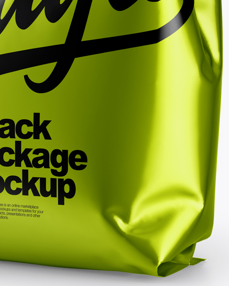 Metallic Snack Package Mockup - Half Side View