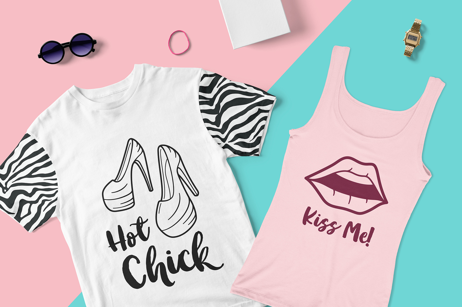 Girls Power. Clipart and pattern set Girls Power. Clipart and pattern set