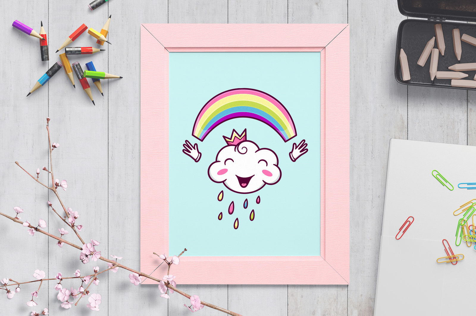 Girls Power. Clipart and pattern set Girls Power. Clipart and pattern set