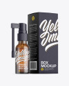 Amber Spray Bottle W/ Matte Paper Box Mockup Amber Spray Bottle W/ Matte Paper Box Mockup