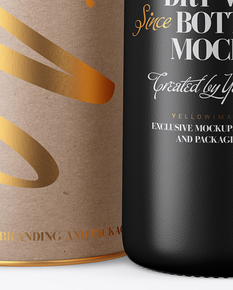 Ceramic Wine Bottle and Tube Mockup