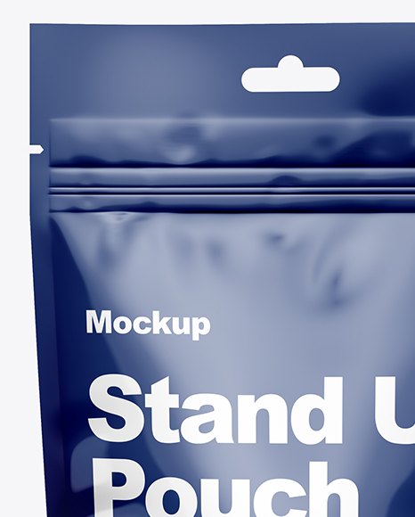 Glossy Stand-Up Pouch w/ Zipper Mockup - Front View