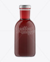 Clear Glass Berry Drink Bottle with Paper Label Mockup