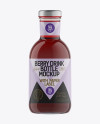 Clear Glass Berry Drink Bottle with Paper Label Mockup