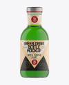 Clear Glass Green Drink Bottle with Paper Label Mockup