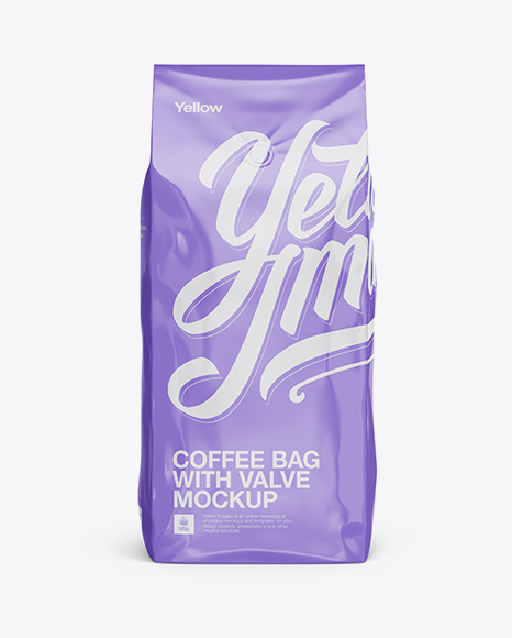 2,5 kg Glossy Coffee Bag With Valve Mockup - Front View