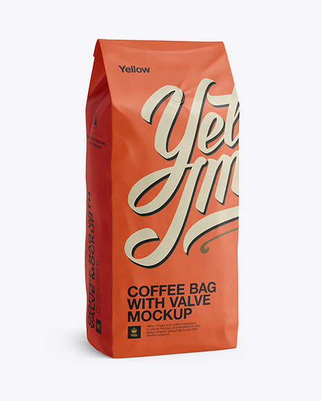 2,5 kg Coffee Bag With Valve Mockup - Half-Turned View