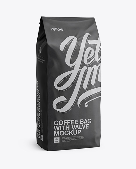 2,5 kg Coffee Bag With Valve Mockup - Half-Turned View