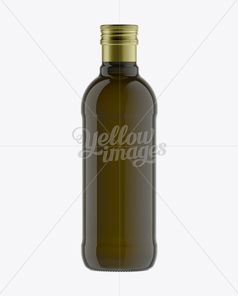 500ml Antique Green Olive Oil Bottle Mockup