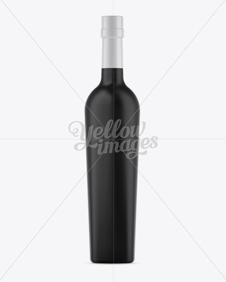 Matte Black Liquor Bottle Mockup - Front View