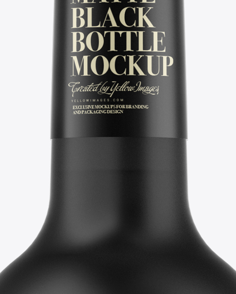 Matte Black Liquor Bottle Mockup - Front View