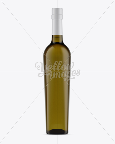 Antique Green Glass Liquor Bottle Mockup - Front View