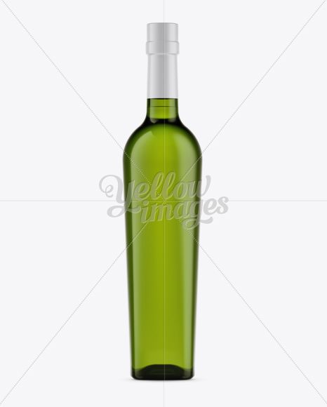 Emerald Green Glass Liqour Bottle Mockup - Front View