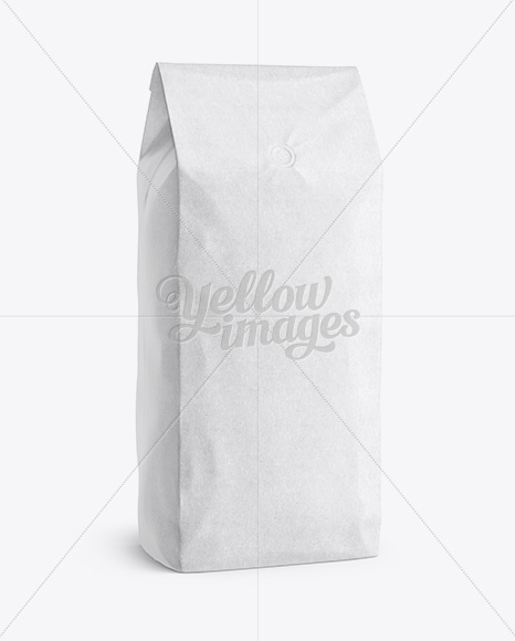 2,5 kg Kraft Coffee Bag With Valve Mockup - Half-Turned View