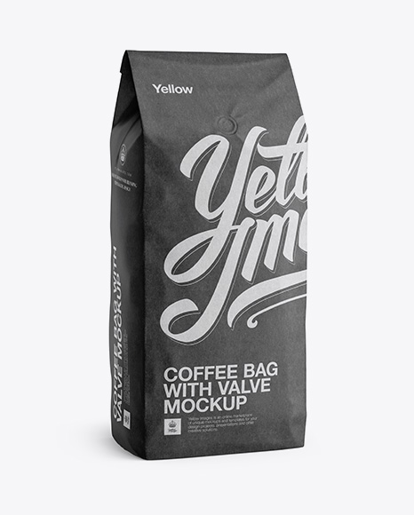 2,5 kg Kraft Coffee Bag With Valve Mockup - Half-Turned View