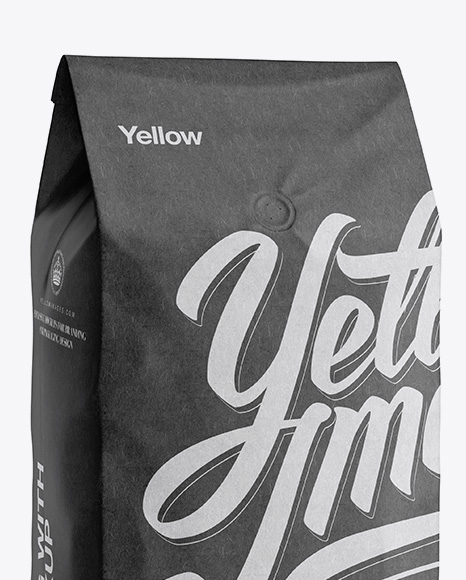 2,5 kg Kraft Coffee Bag With Valve Mockup - Half-Turned View