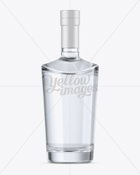 Clear Glass Vodka Bottle Mockup - Front View Clear Glass Vodka Bottle Mockup - Front View