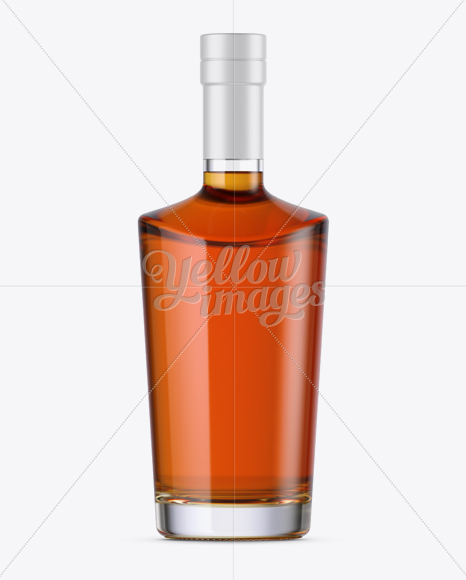 Clear Glass Cognac Bottle Mockup - Front View Clear Glass Cognac Bottle Mockup - Front View