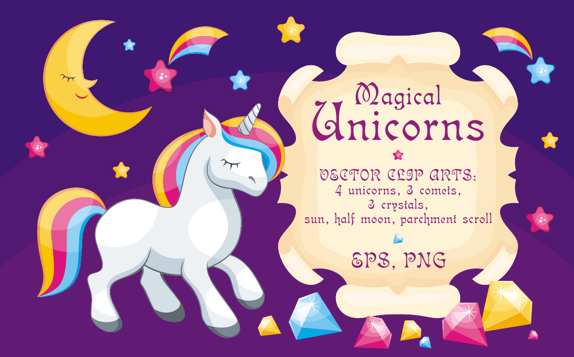 Magical unicorns. Vector clip arts. Magical unicorns. Vector clip arts.